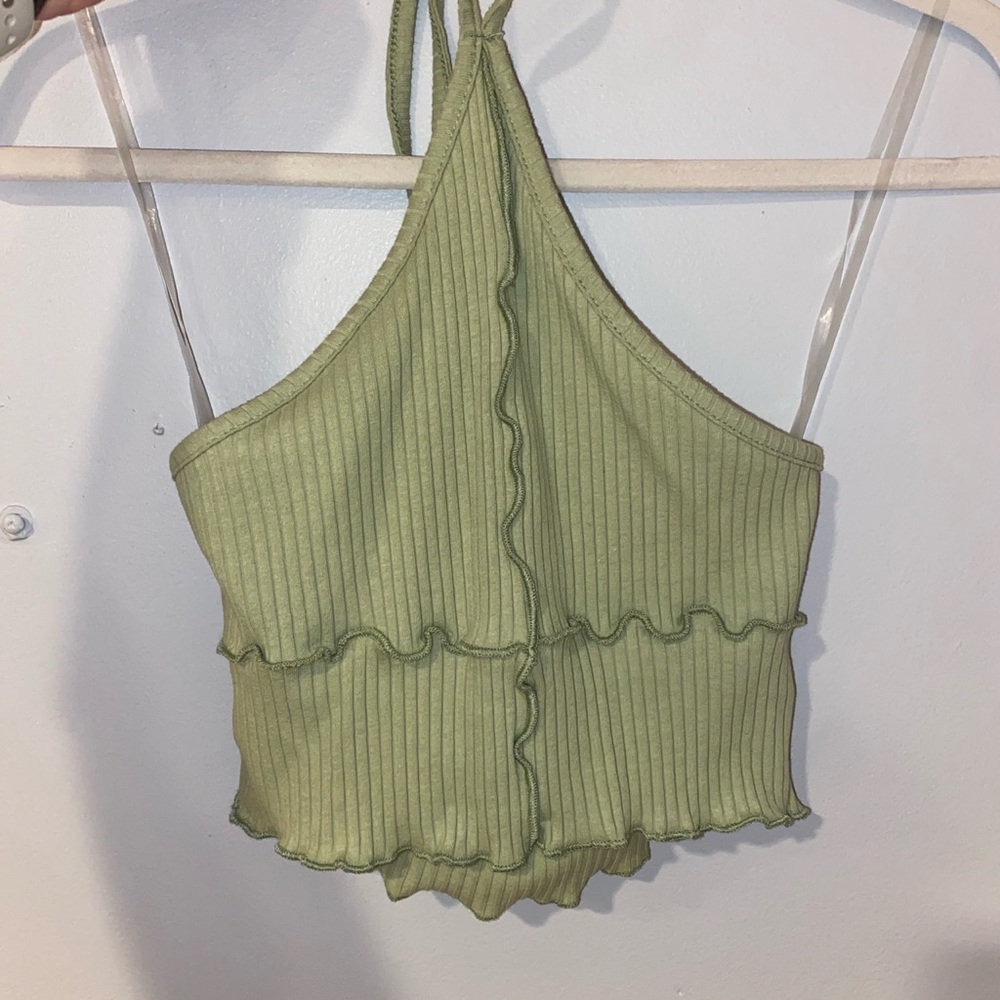 Sage Green Halter Neck Crop Top